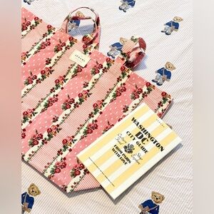 NWT Sezane Pink English Flower Stripe Tote Bag LIMITED EDITION